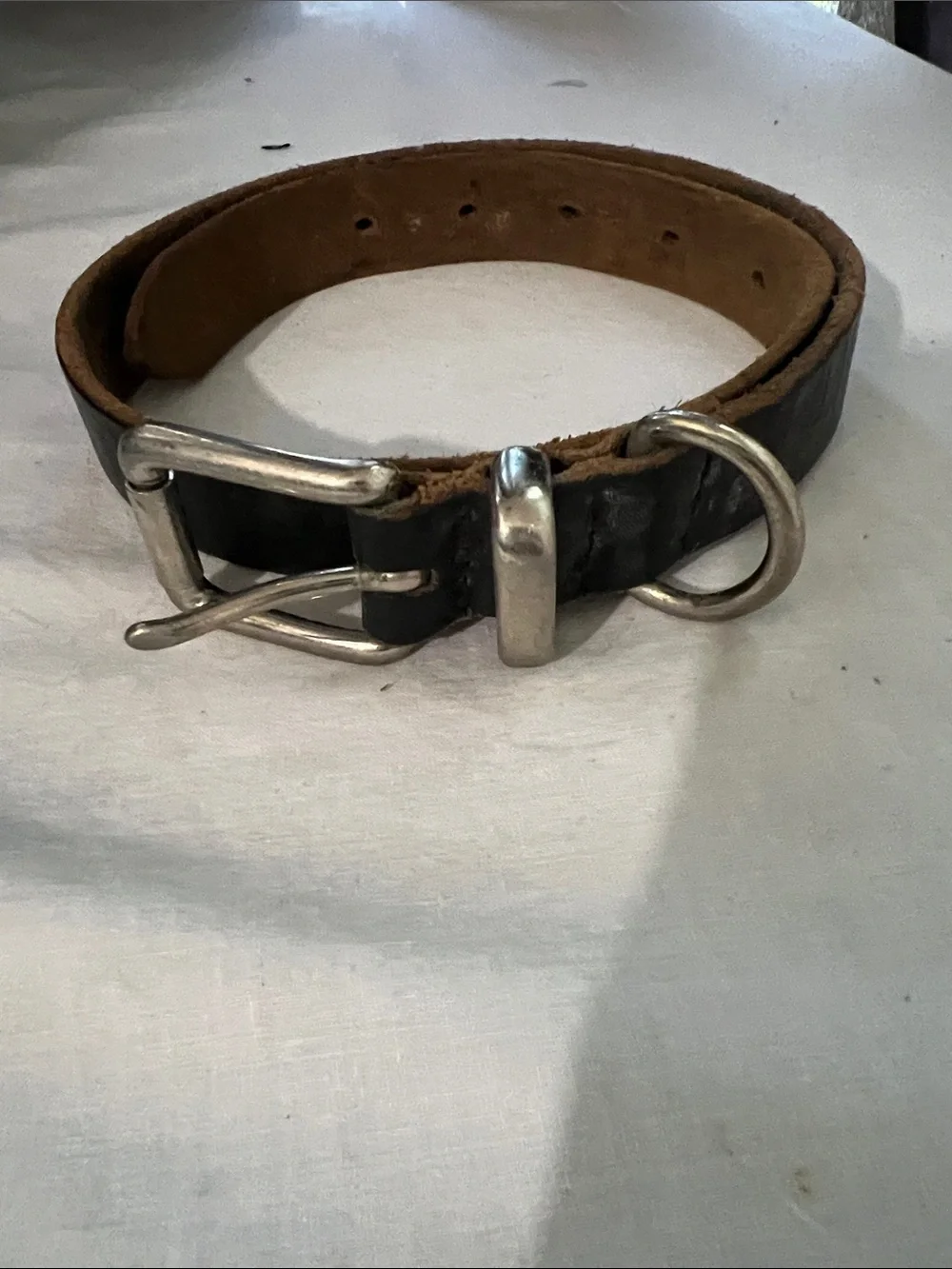 Polo by Ralph Lauren Black Leather Belt with Silver Hardware